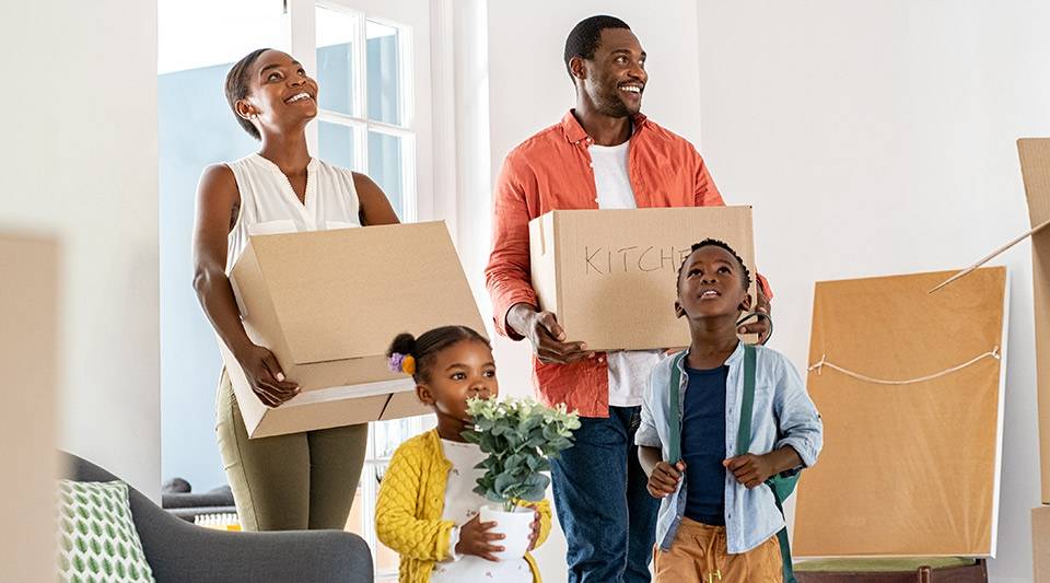 family moving into their new home